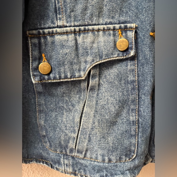 VINTAGE KC COLLECTIONS REMOVABLE FAUX FUR COLLAR DENIM JACKET WOMENS SIZE M - Picture 6 of 10
